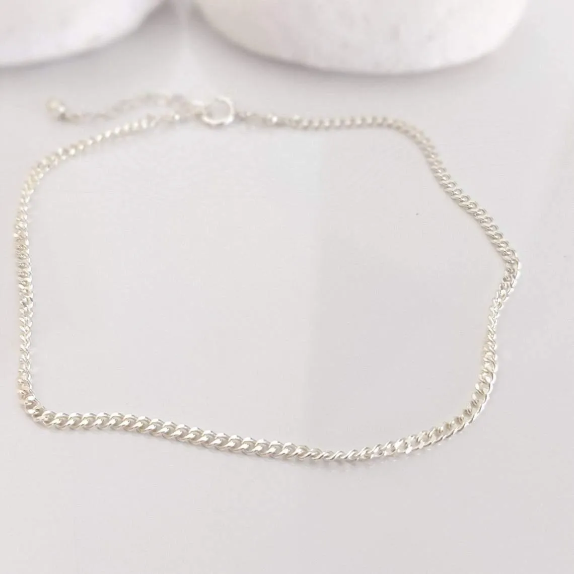 Sterling Silver Anklet, Dainty Minimalist Summer Silver Ankle Bracelet Chain for Women, Foot Jewelry