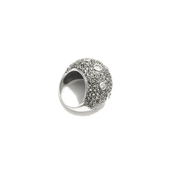 Sterling Silver Marcasite "Bubble" Dome Cocktail Ring