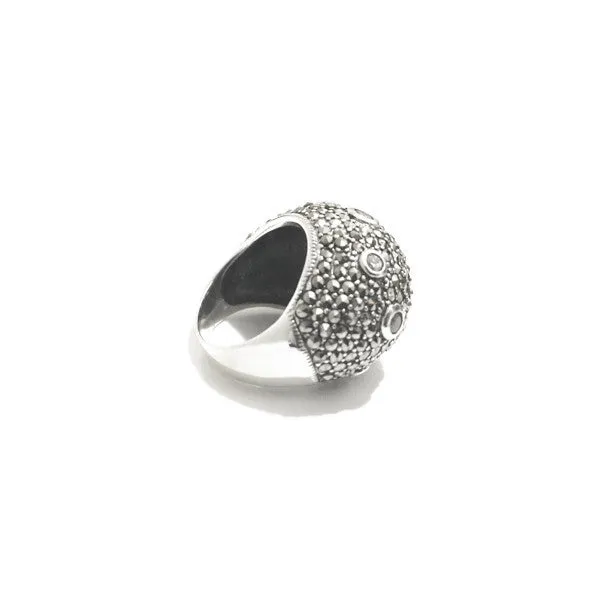 Sterling Silver Marcasite "Bubble" Dome Cocktail Ring