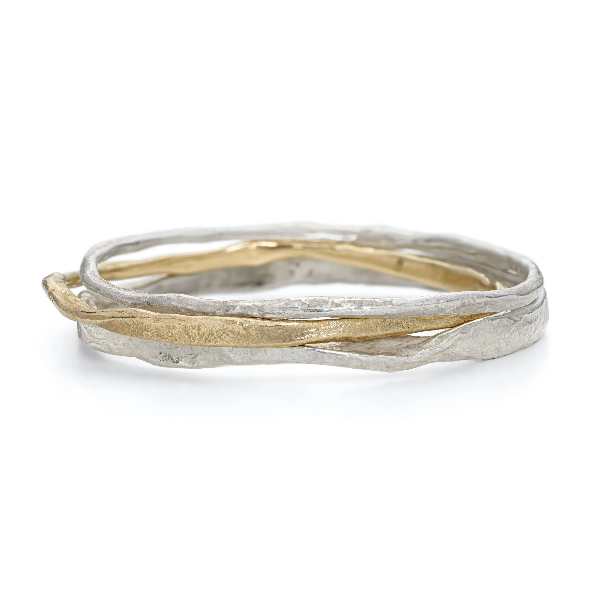 Strata Bangle Stack with Gold and Silver