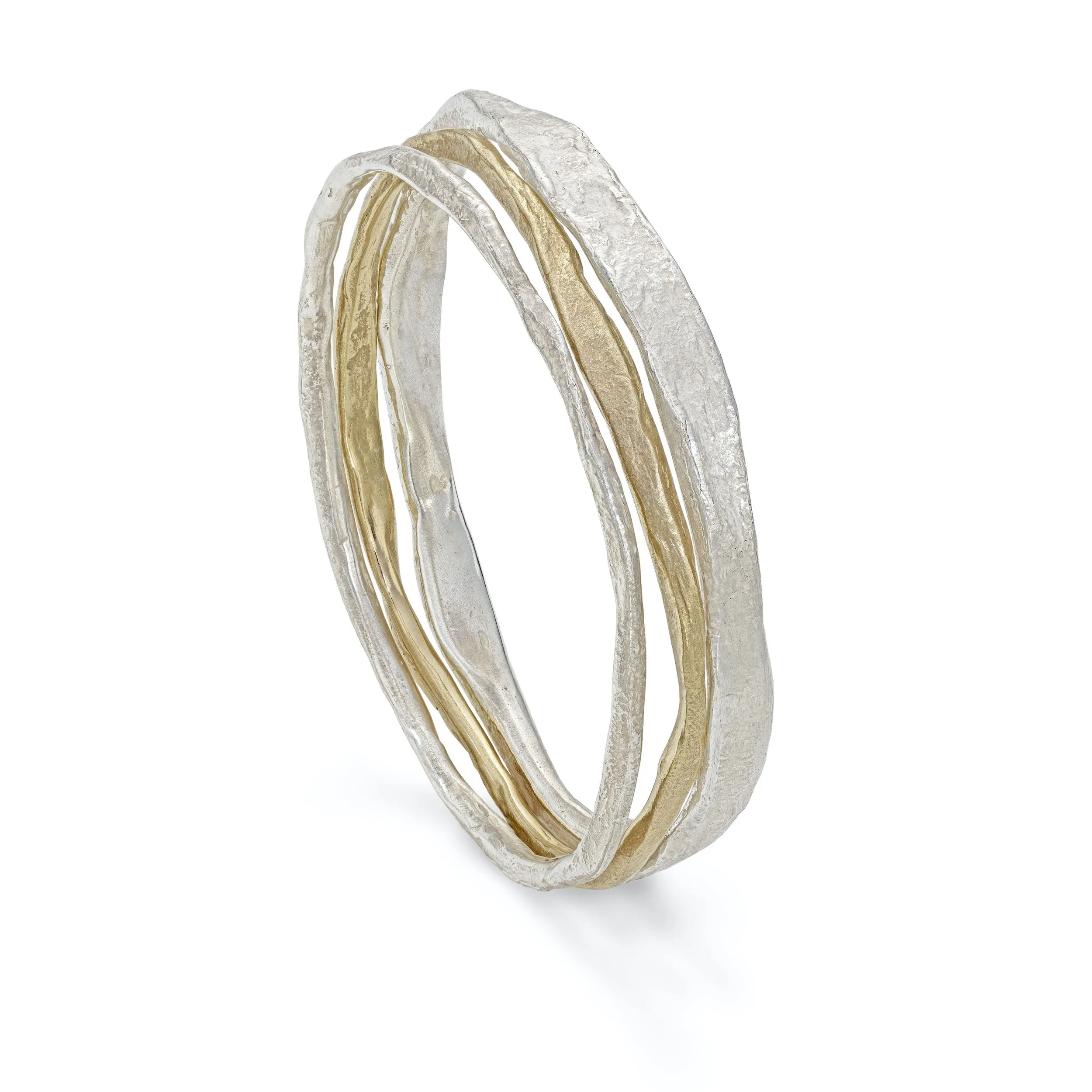 Strata Bangle Stack with Gold and Silver