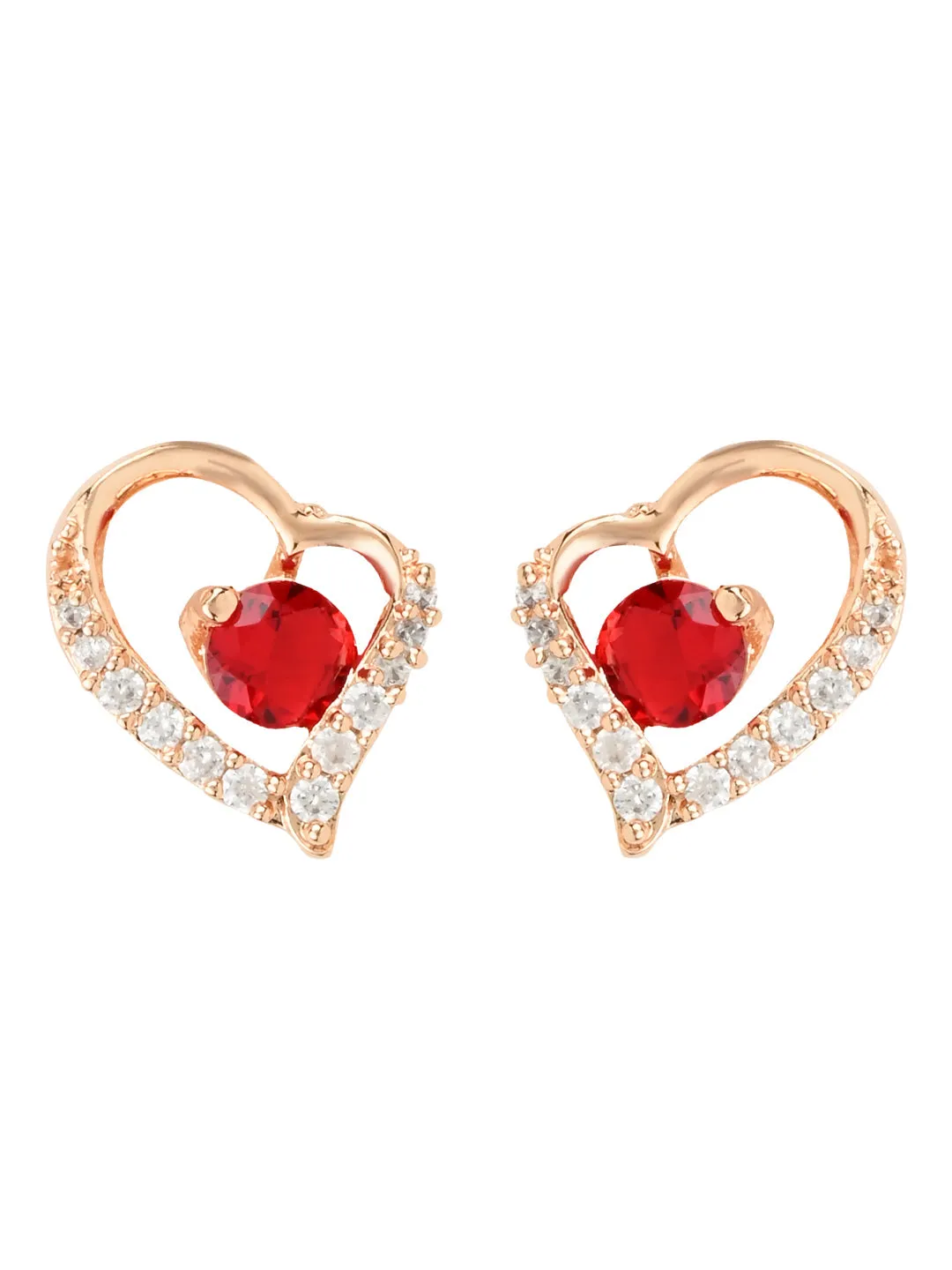 Stylish Latest Fashion Rose Gold-Plated Heart Shaped Studs Earrings for Women