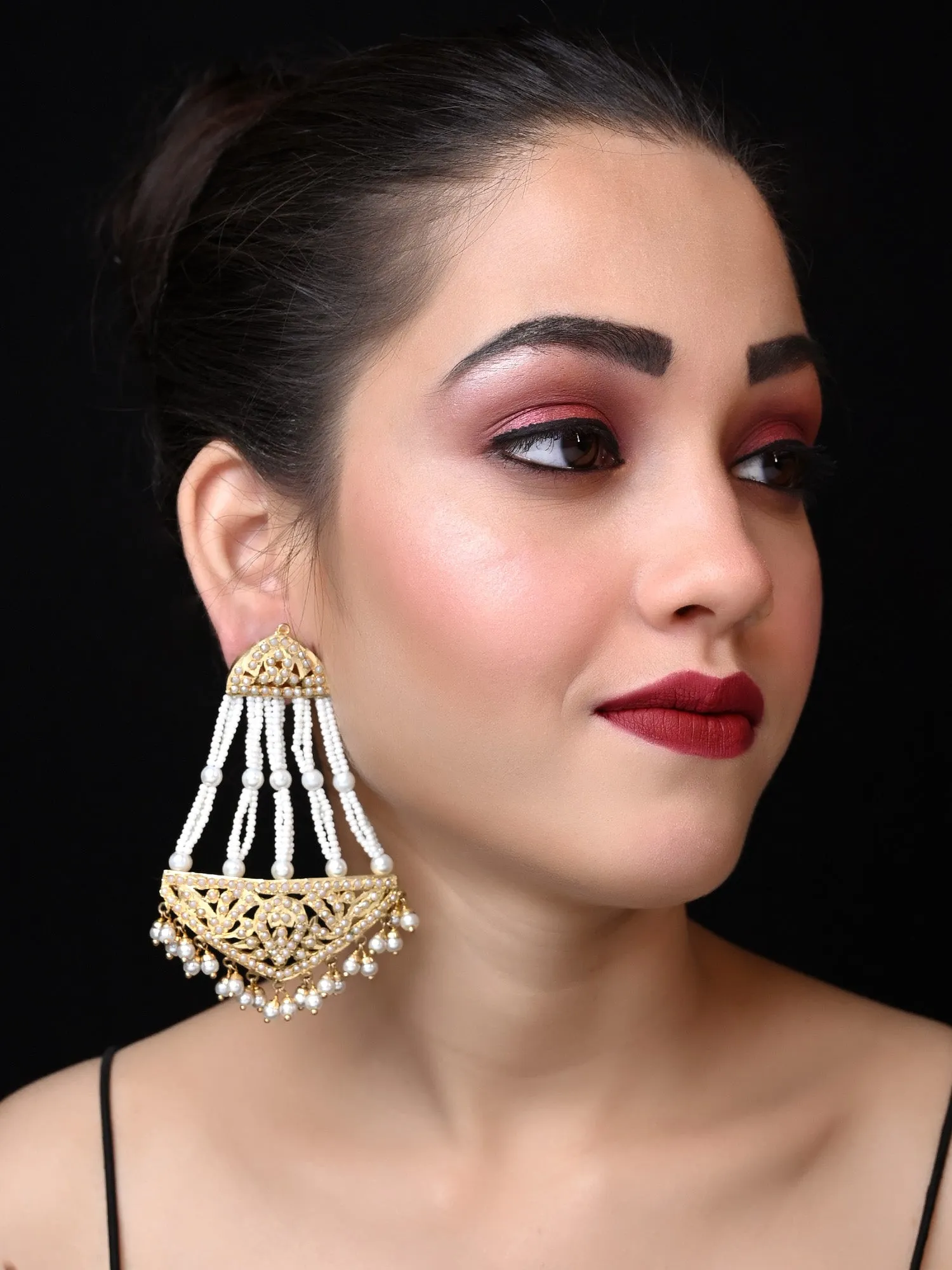 Tasneem Gold Plated Jadau Earrings