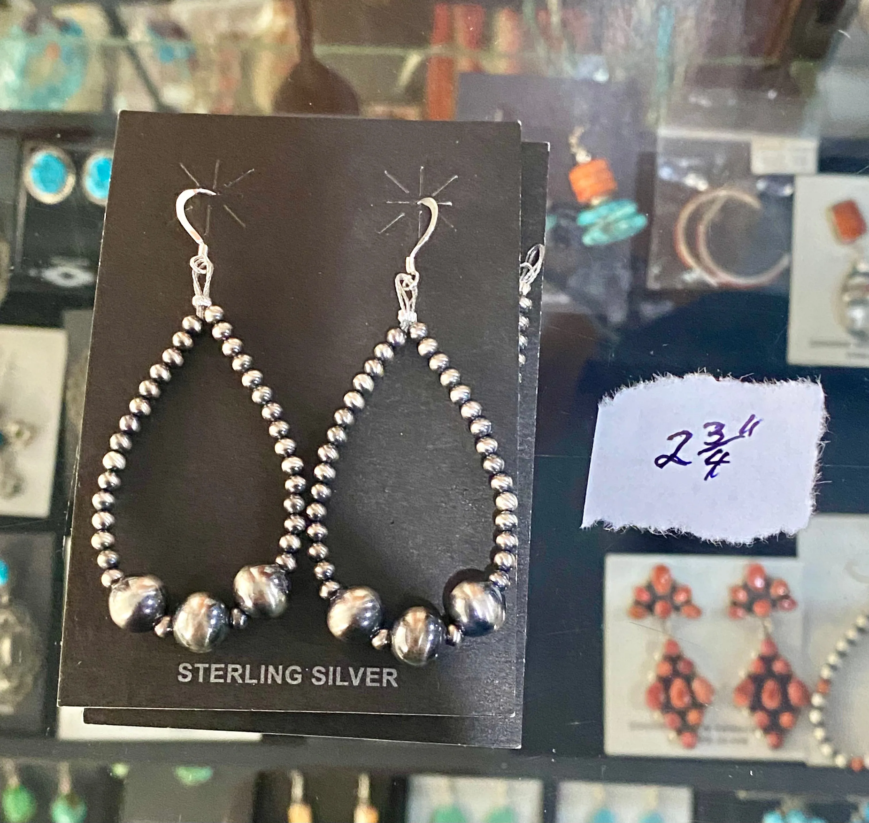 The Navajo Pearl Teardrop 2 3/4" Inch Earrings