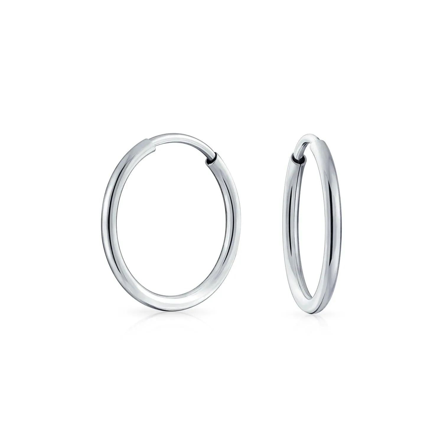 Thin Minimalist Hoop Huggie Earrings Sterling Silver Various Sizes