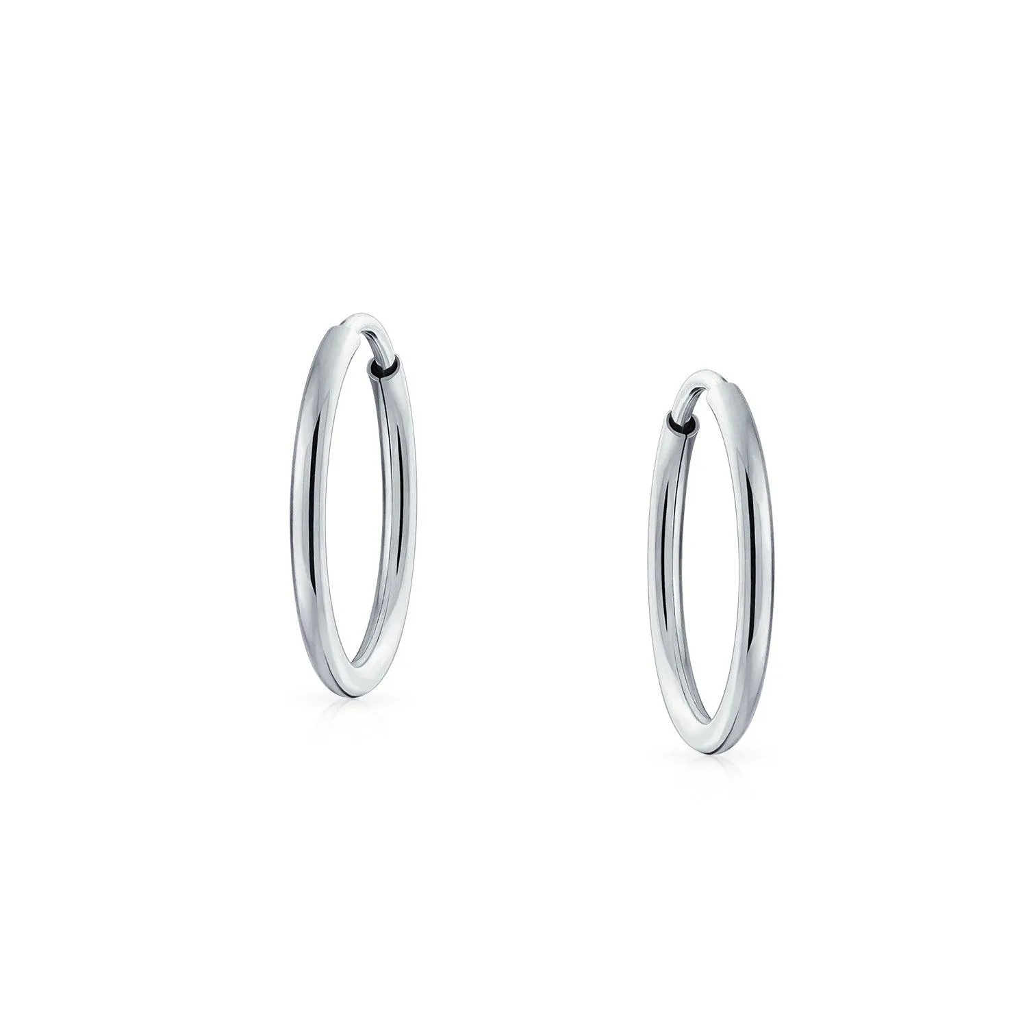 Thin Minimalist Hoop Huggie Earrings Sterling Silver Various Sizes