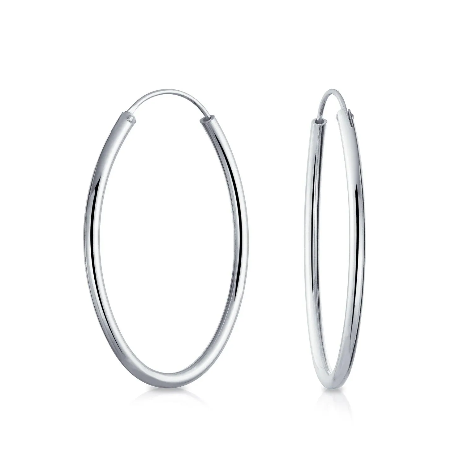 Thin Minimalist Hoop Huggie Earrings Sterling Silver Various Sizes