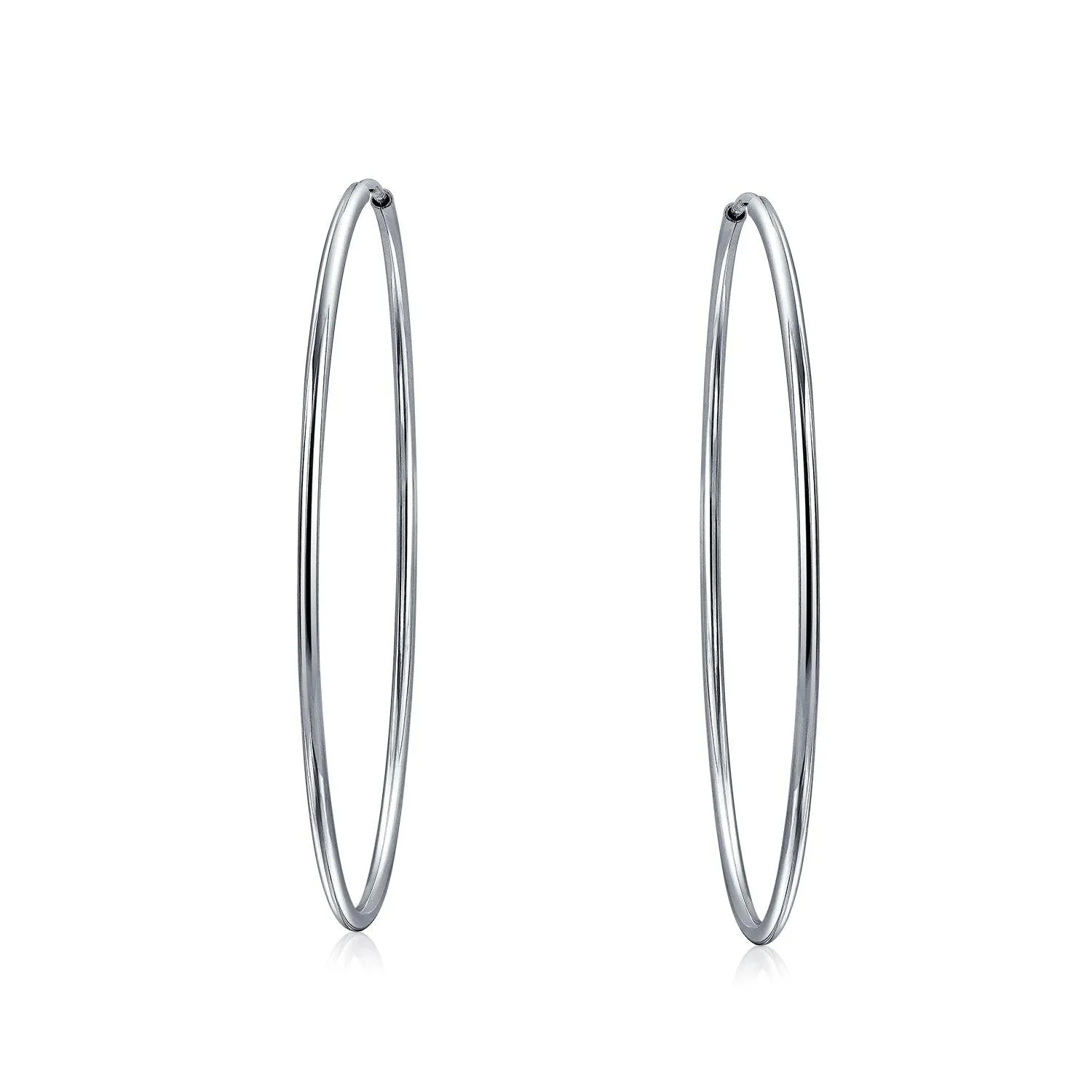 Thin Minimalist Hoop Huggie Earrings Sterling Silver Various Sizes