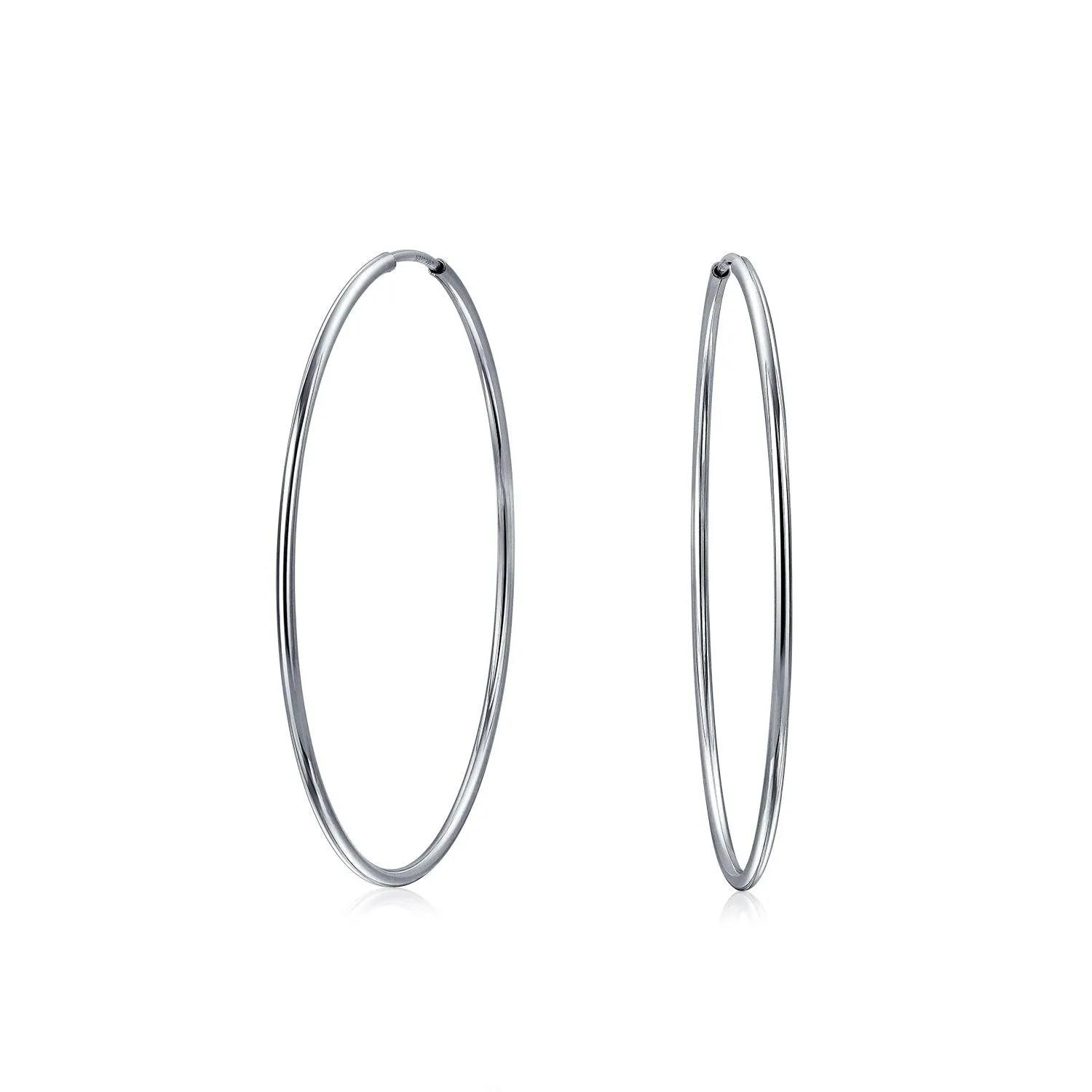 Thin Minimalist Hoop Huggie Earrings Sterling Silver Various Sizes