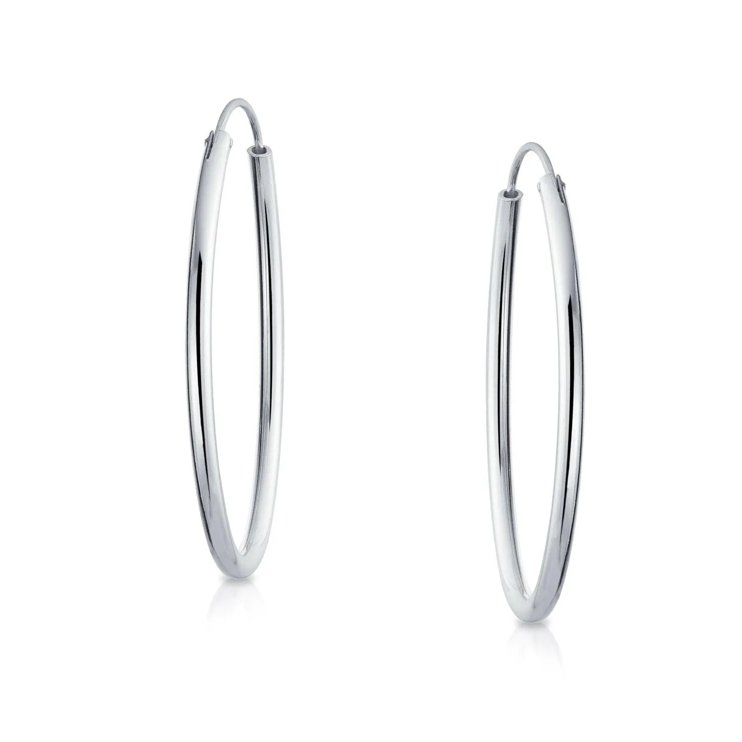 Thin Minimalist Hoop Huggie Earrings Sterling Silver Various Sizes