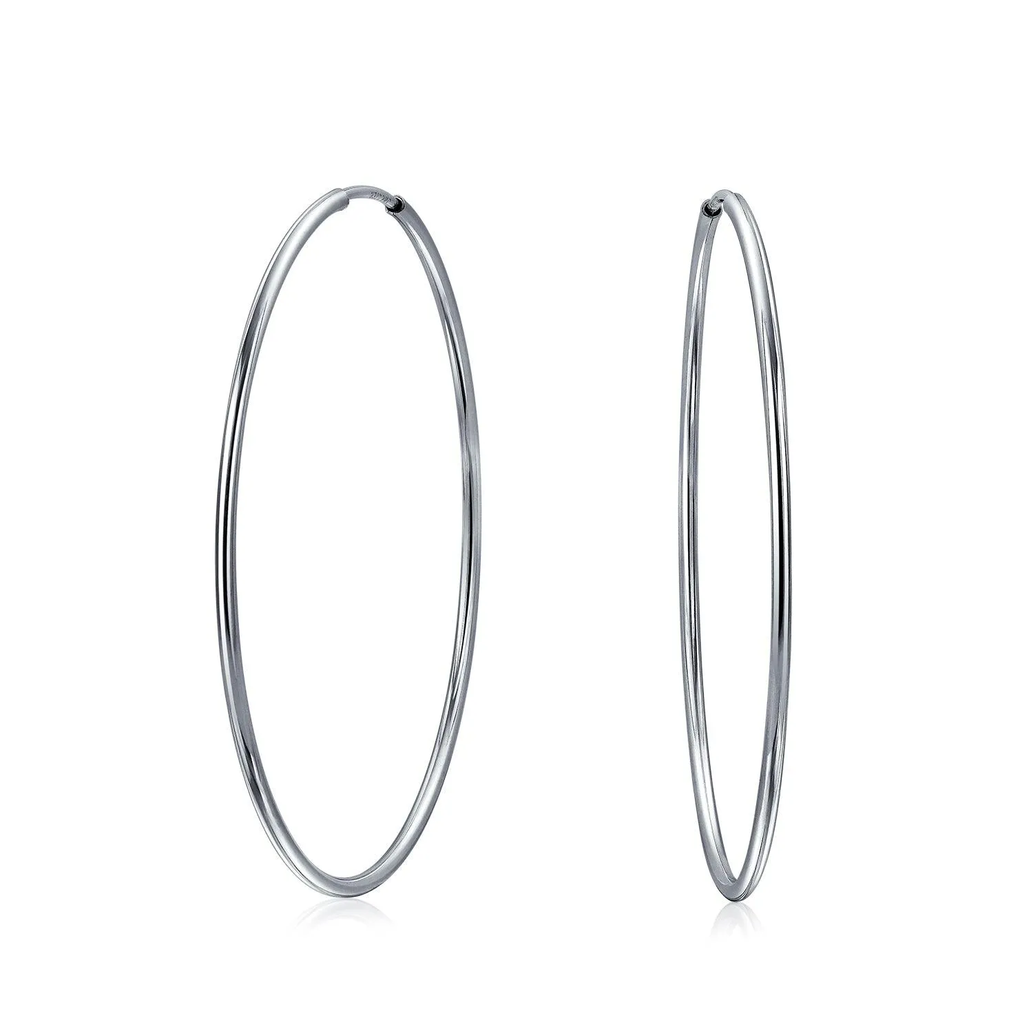 Thin Minimalist Hoop Huggie Earrings Sterling Silver Various Sizes