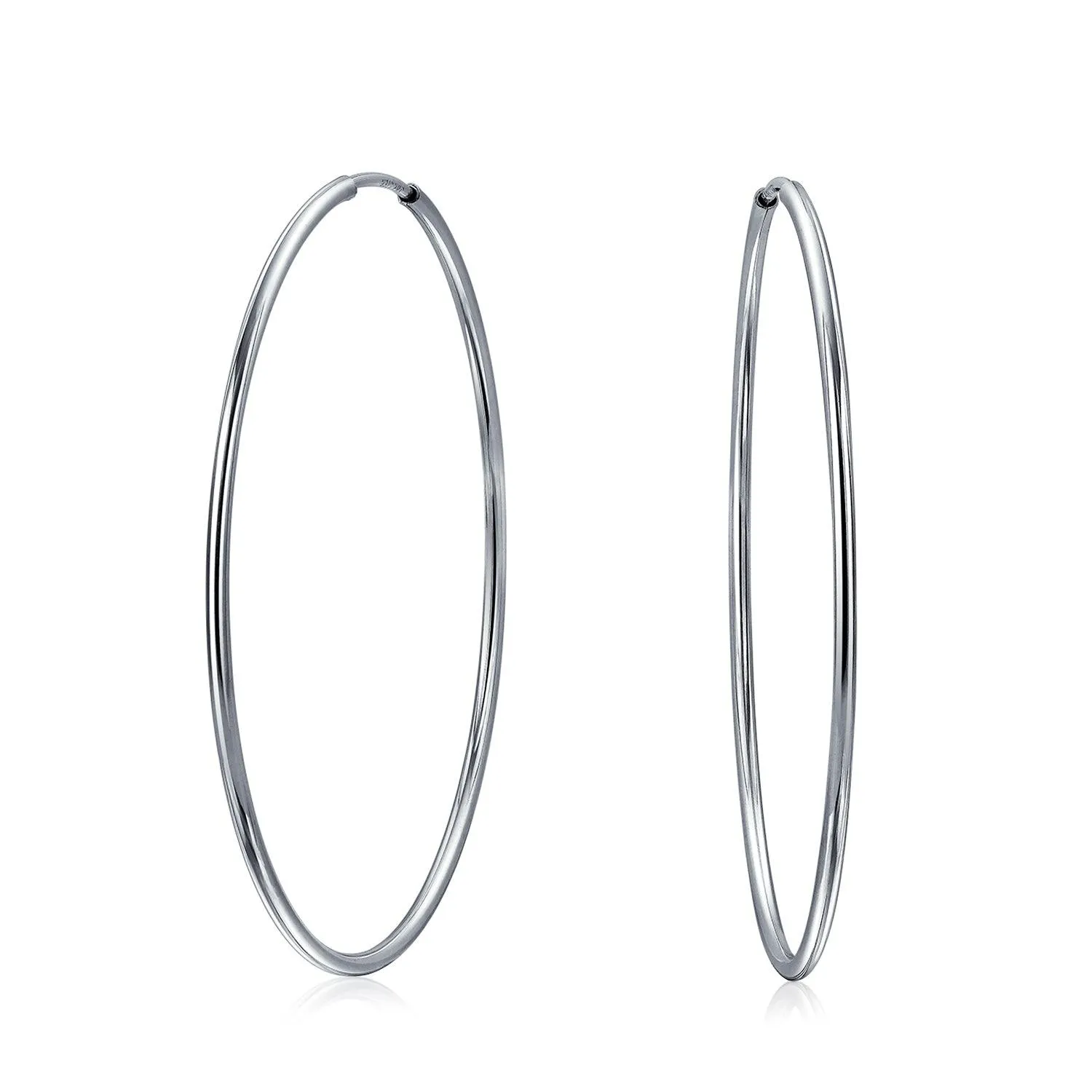 Thin Minimalist Hoop Huggie Earrings Sterling Silver Various Sizes