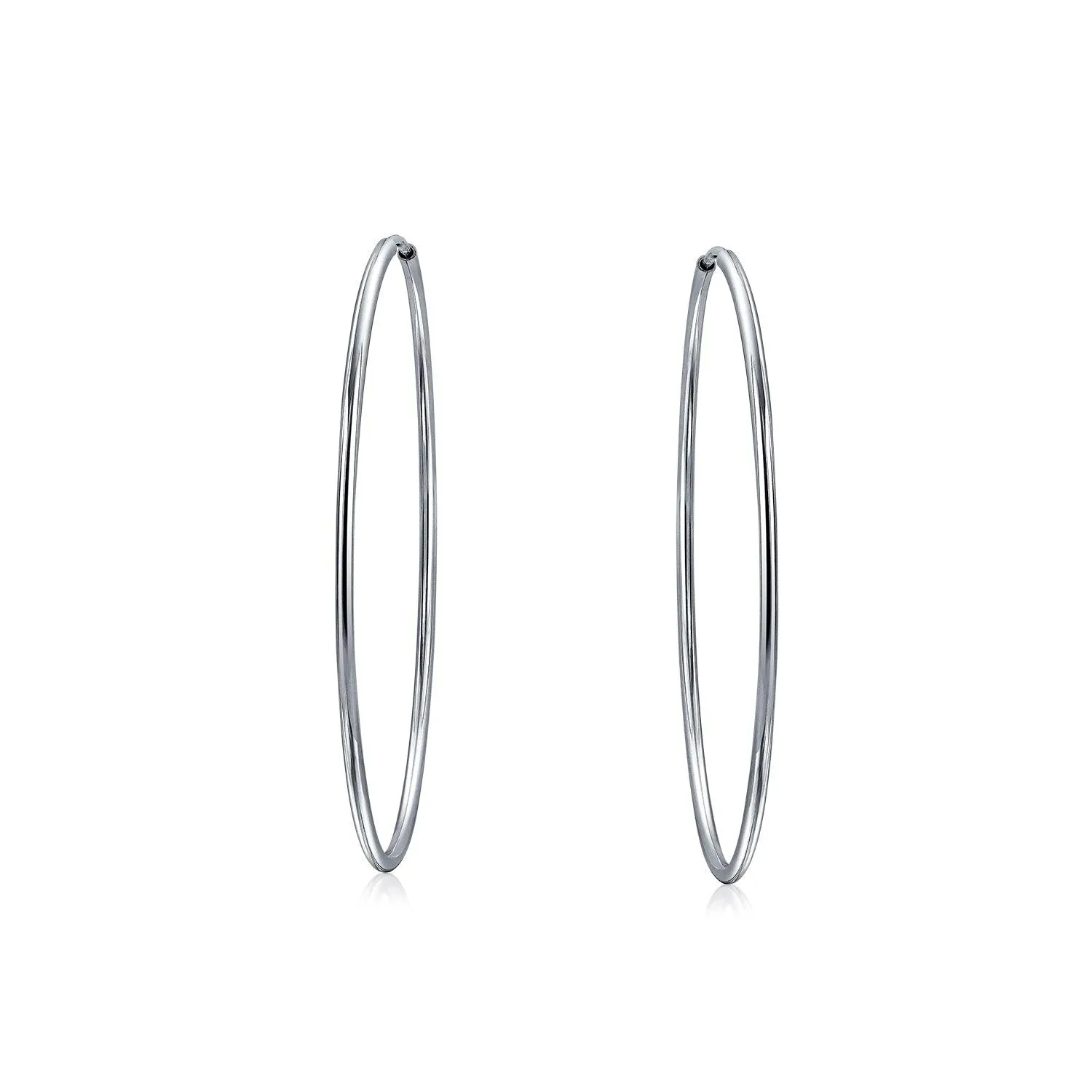 Thin Minimalist Hoop Huggie Earrings Sterling Silver Various Sizes