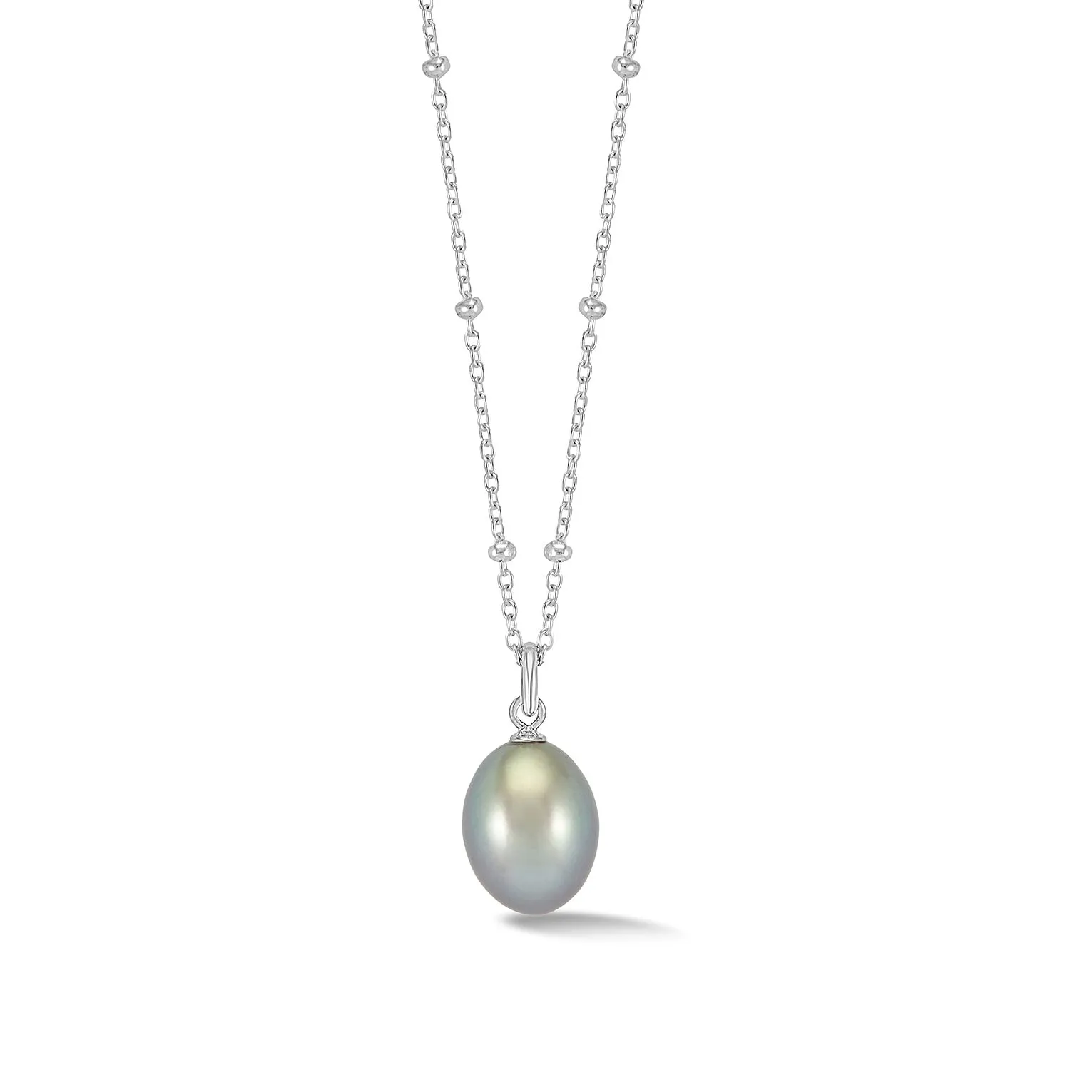 Timeless Adjustable 10mm Oval Dove Grey Freshwater Pearl Pendant