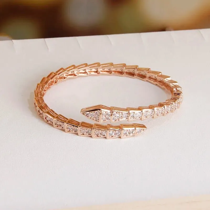 Timeless Elegance: Women's Snake Crystal Open Bangles, Bracelets, Earrings, Rings