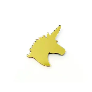 Unicorn Gold Mirror Laser Cut Acrylic Brooch Pin