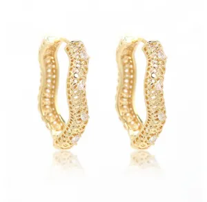 Wavy Gold Cz Hoop earrings