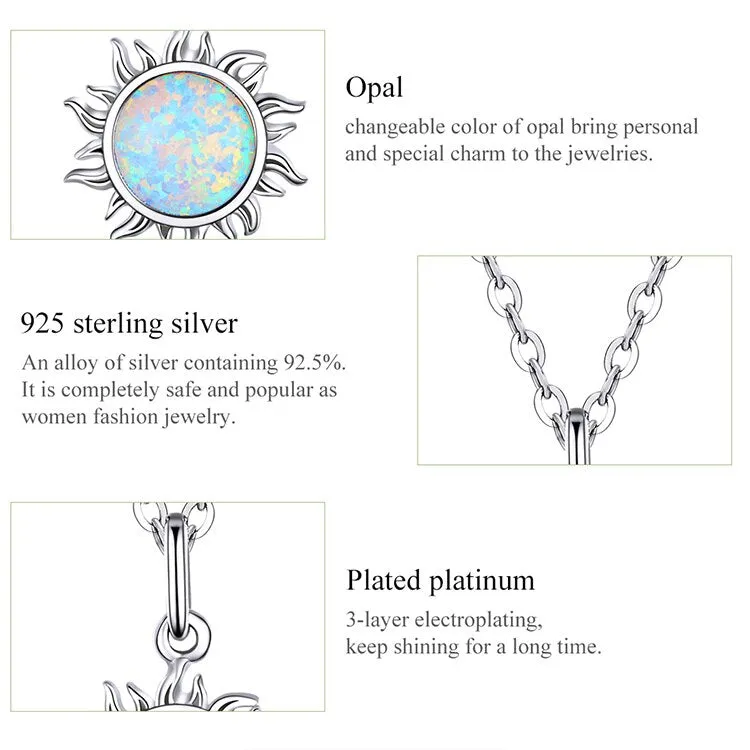 White Opal Sun Pendant with Apollo Chain Necklaces