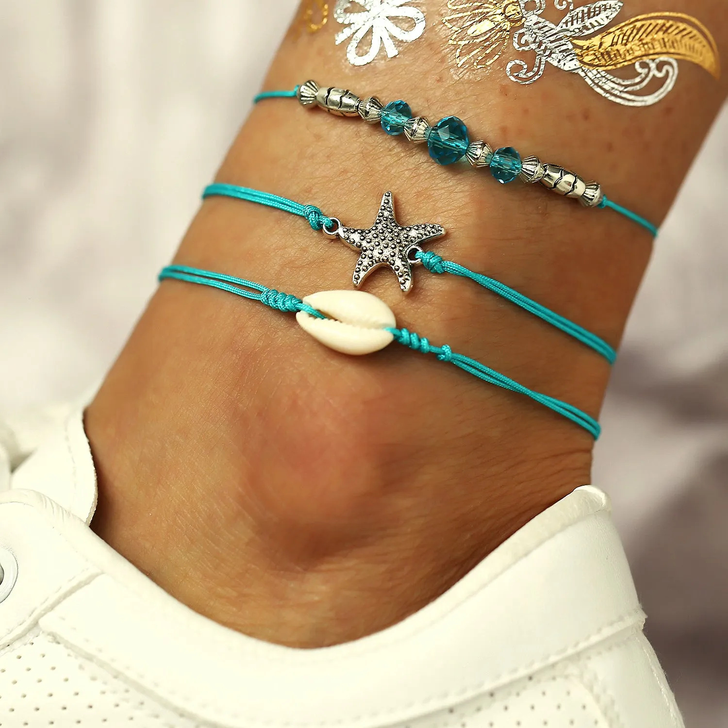 Wholesale Bohemian starfish shells Anklets JDC-AS-F497