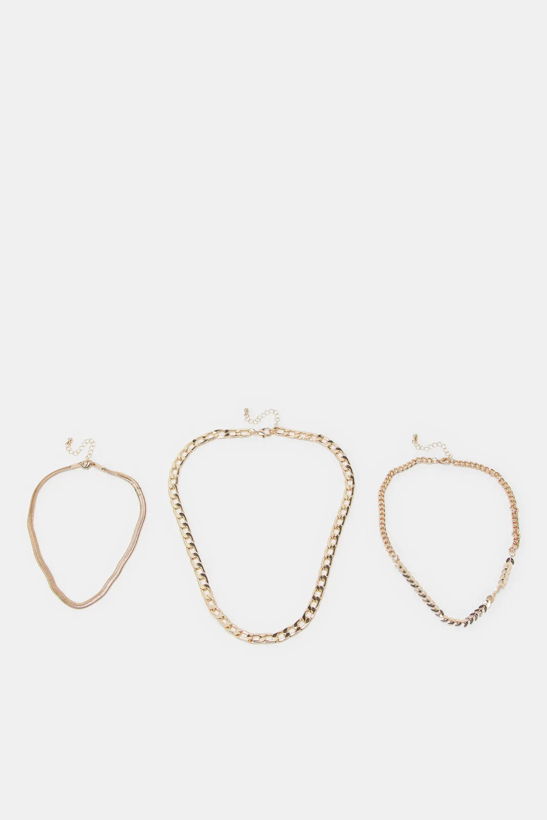 Women Gold Embellished Necklace Set (Pack of 3)