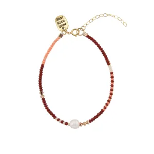 Zebra Pearl Crystal Bracelet  - BURGUNDY/PINK/SALMON